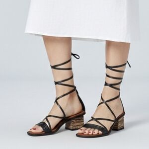 Steve Madden Jasper Black Strappy Lace-Up Block Heel Sandals - Size 8